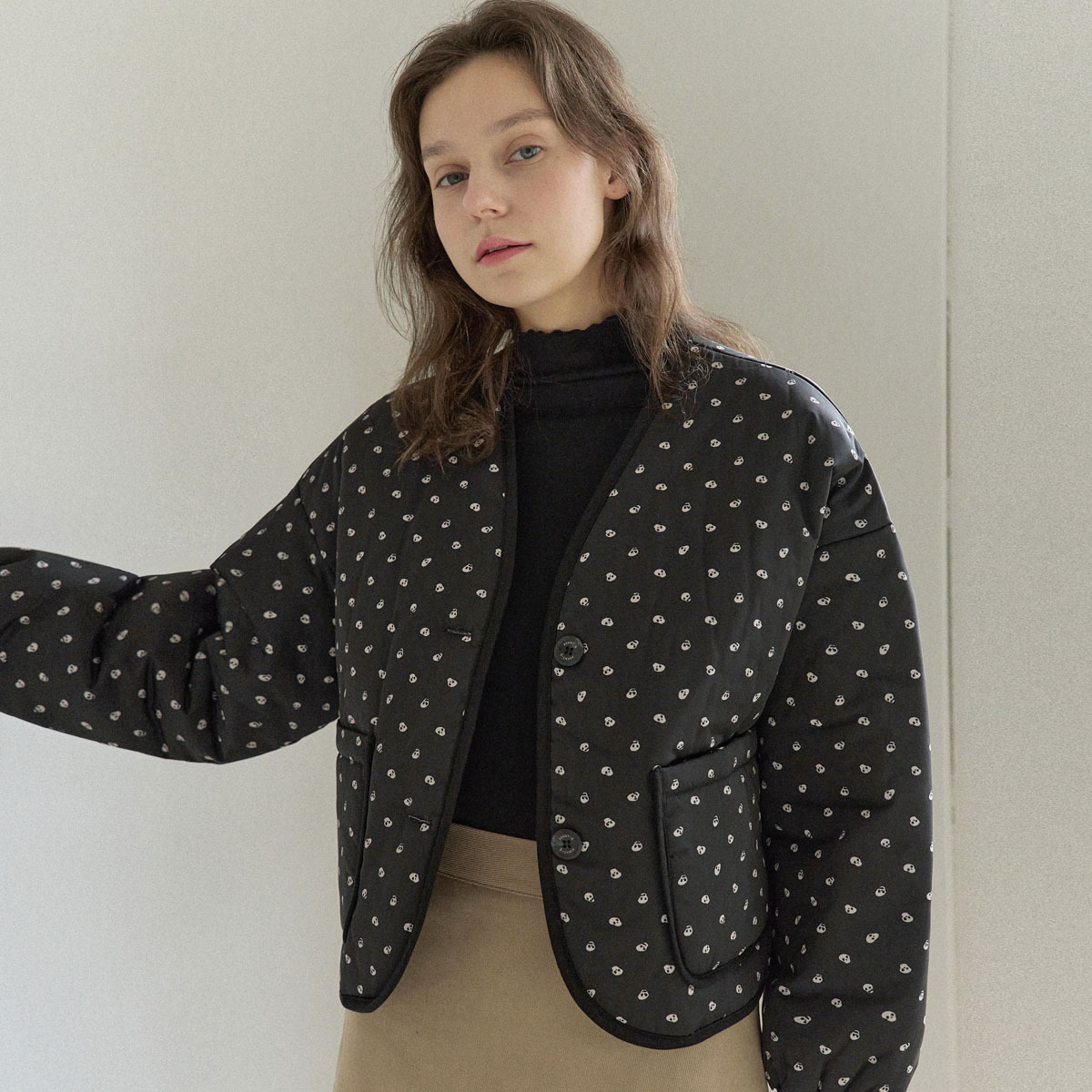 Skeleton Padding Skeleton Padding Crop Jacket - BLACK - HAGO(하고)