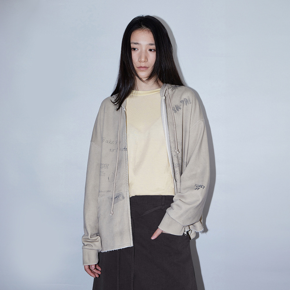 baking graphic hooded zip-up (light beige) - HAGO(하고)