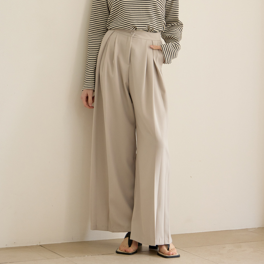 two-pin tuck wide slacks-7colショート丈あり