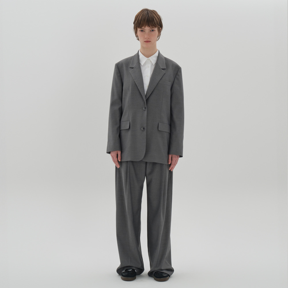 [1차리오더] classic oversized jacket + strap pants set_gray - HAGO(하고)
