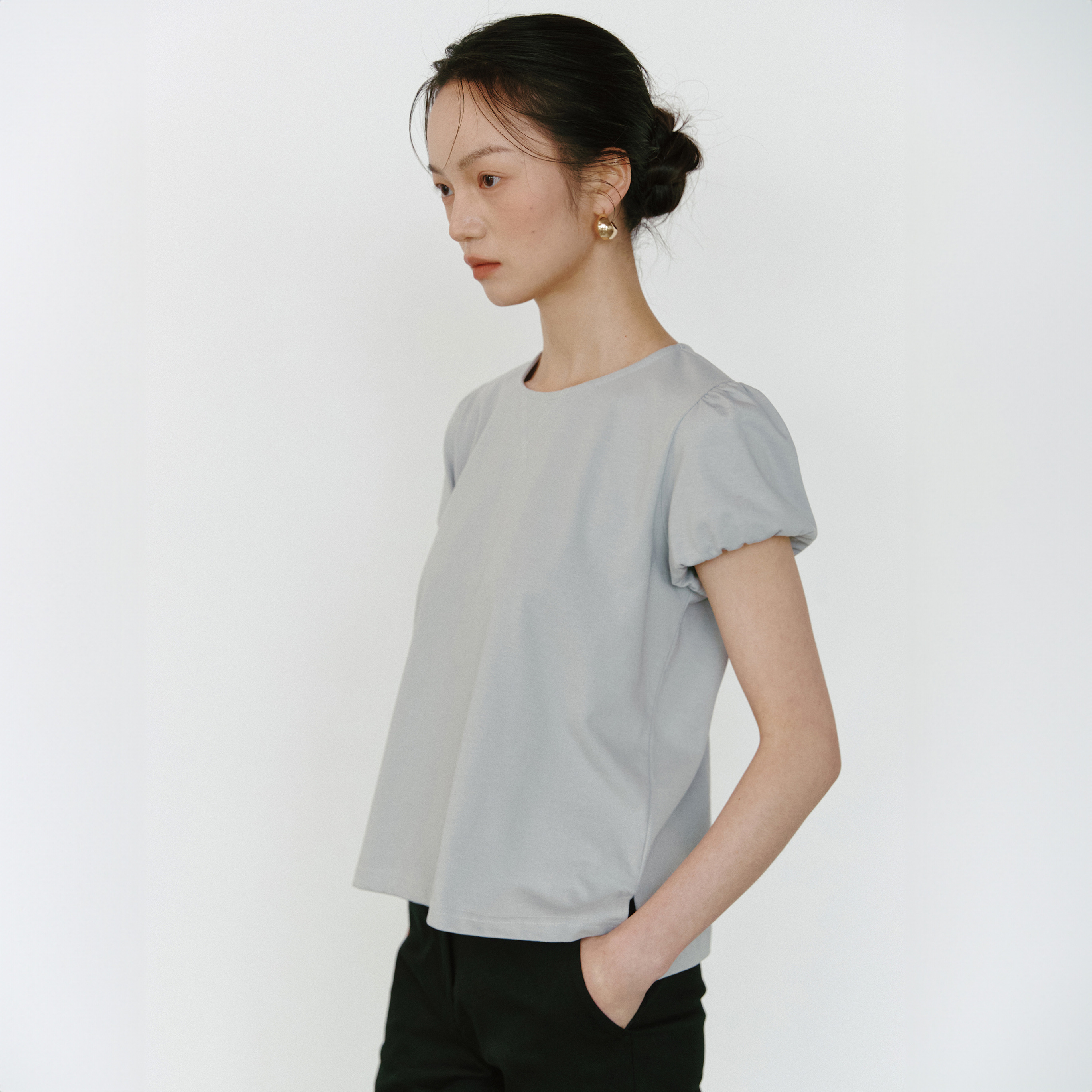 Pure Puff Pure Puff Basic T-shirt_bluegray - HAGO(하고)
