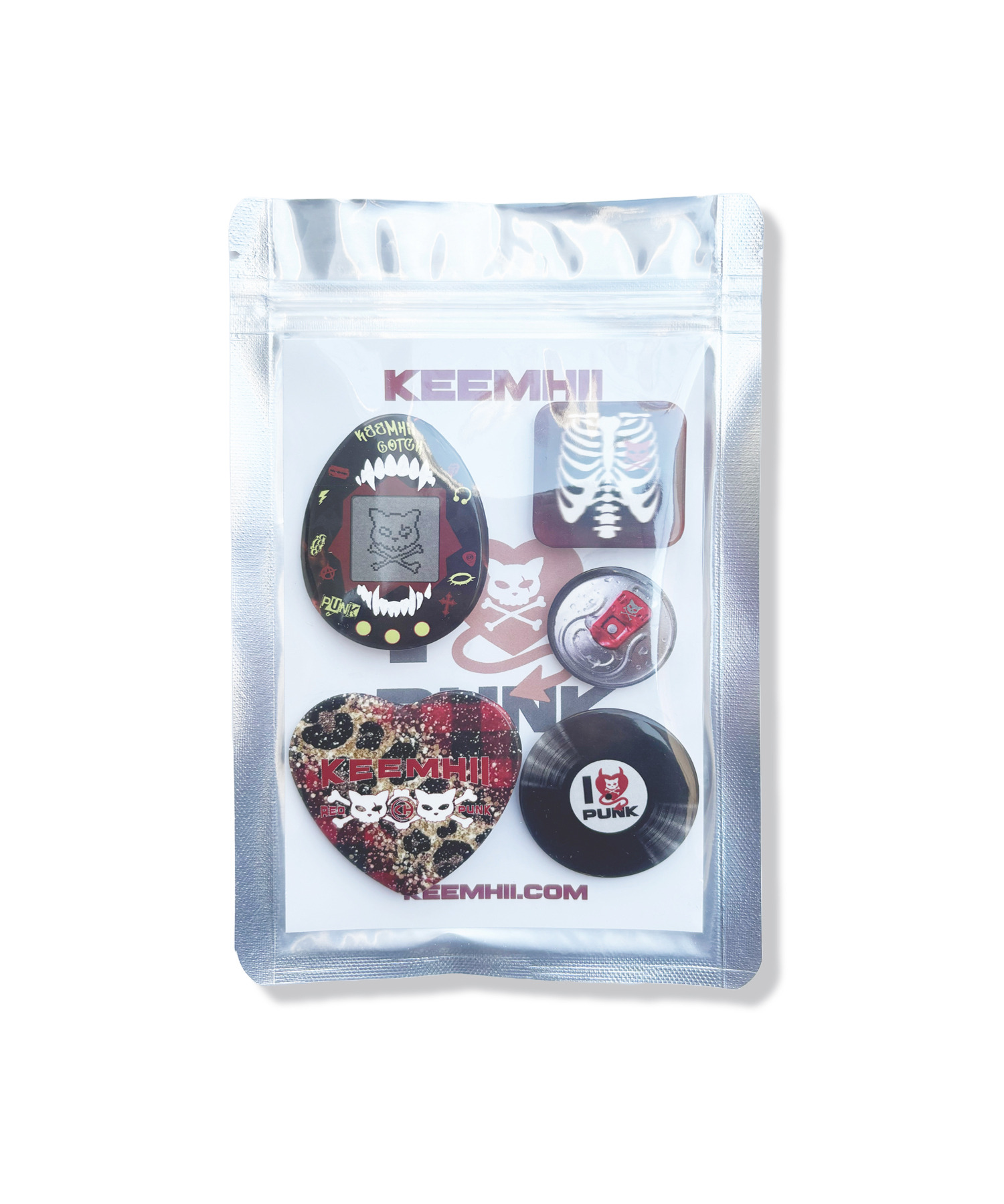 FIVE VINTAGE PIN BUTTON SET - [RED] - HAGO(하고)