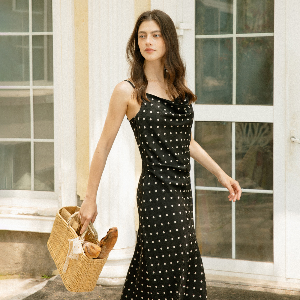 LABETTI dot long sleeveless dress_BLACK - HAGO(하고)