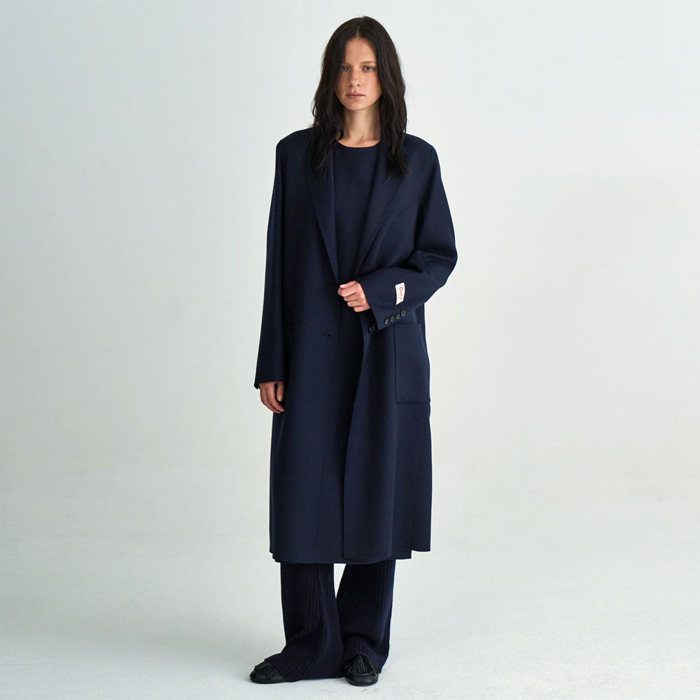 SPRV wool handmade long jk _ navy - HAGO(하고)