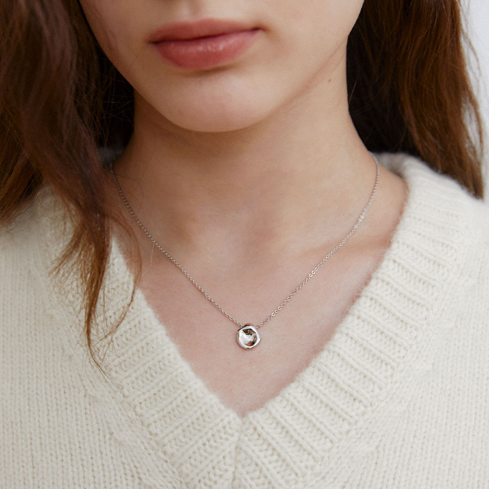 liquid pebble necklace (N051_silver) - HAGO(하고)
