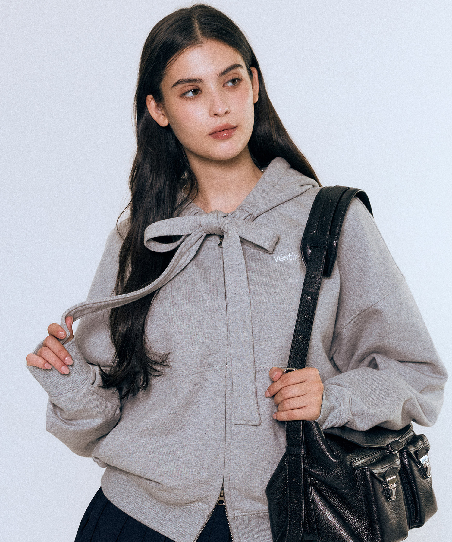 Small logo ribbon Zip-up_gray - HAGO(하고)