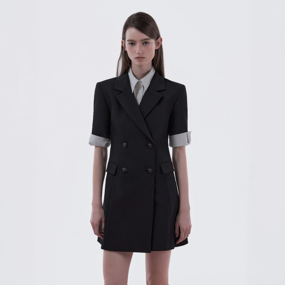 [Standard Fit] Jenn Half-Sleeve Suit Jacket Dress - Black - HAGO(하고)